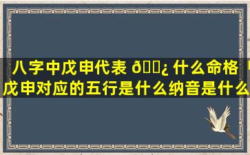 八字中戊申代表 🌿 什么命格「戊申对应的五行是什么纳音是什么」